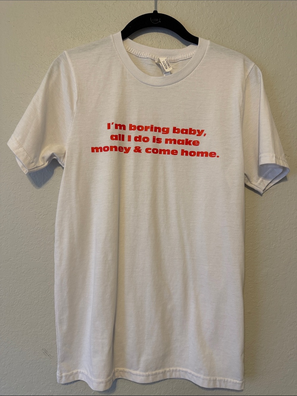 Feminine White Tee with Red Slogan - Picture 2 of 5